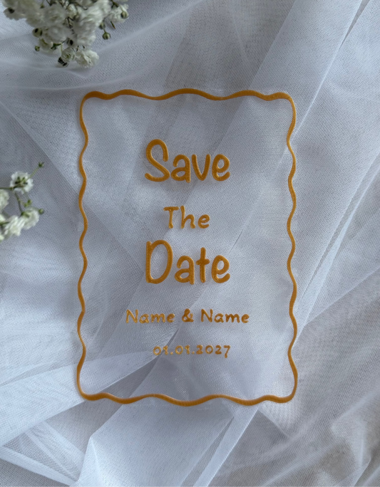 Tyylikäs Save the Date -kortti hääpäivän ilmoittamiseen